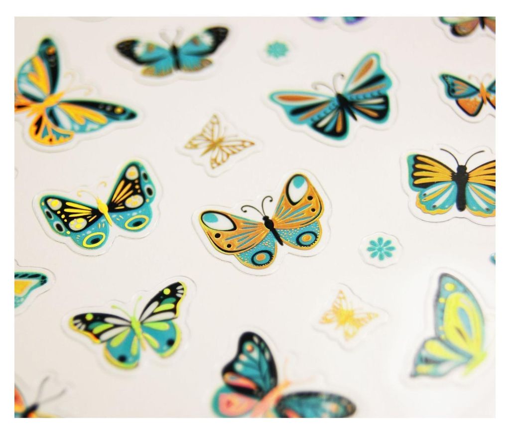 Aufkleber - Schmetterlinge - Blau und Gold - 1,8 cm