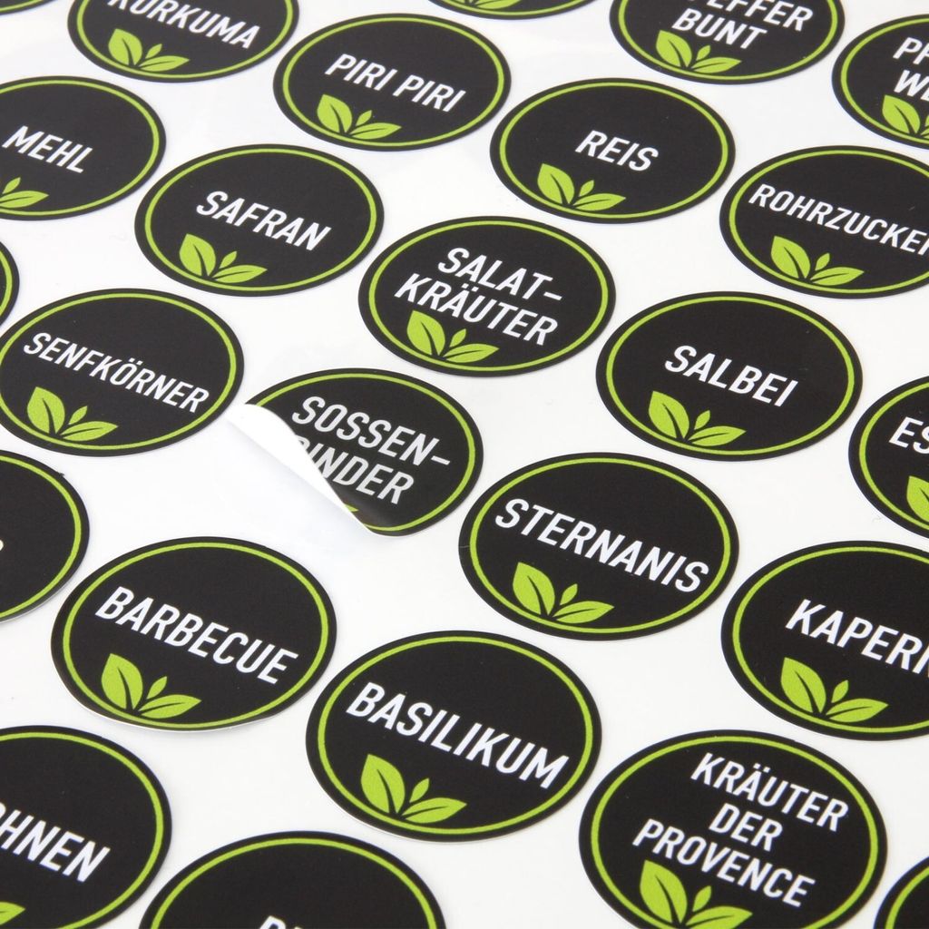 Gewürzetiketten Design schwarz matt wasserfest 32mm