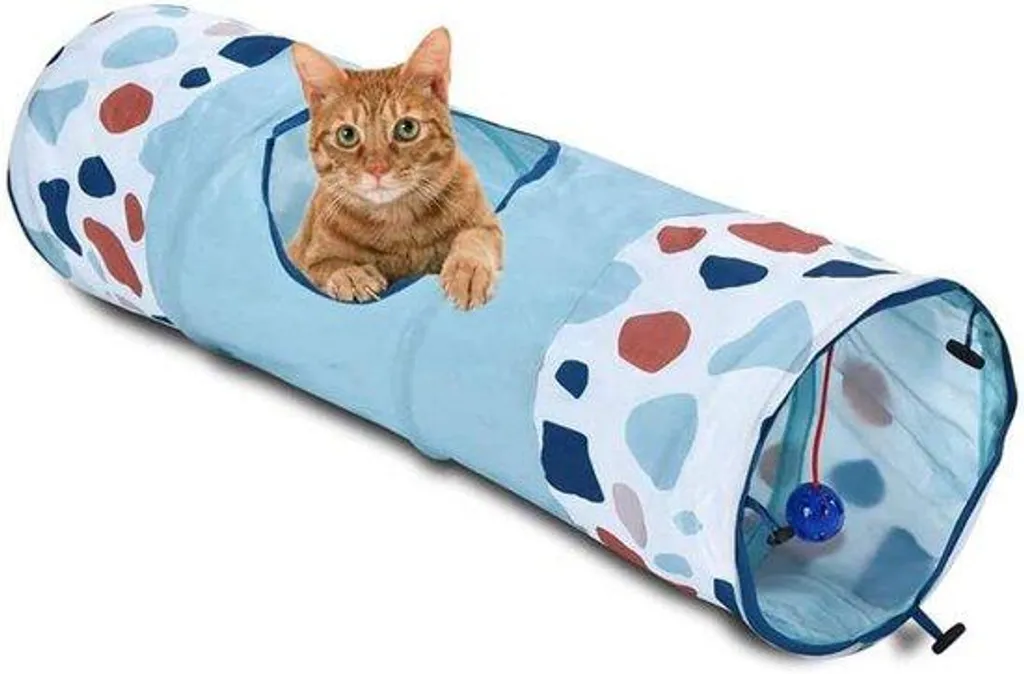 Tunnel de Jeu Rétractable pour Enfant avec Imprimé Terrazzo Coloré 90cm