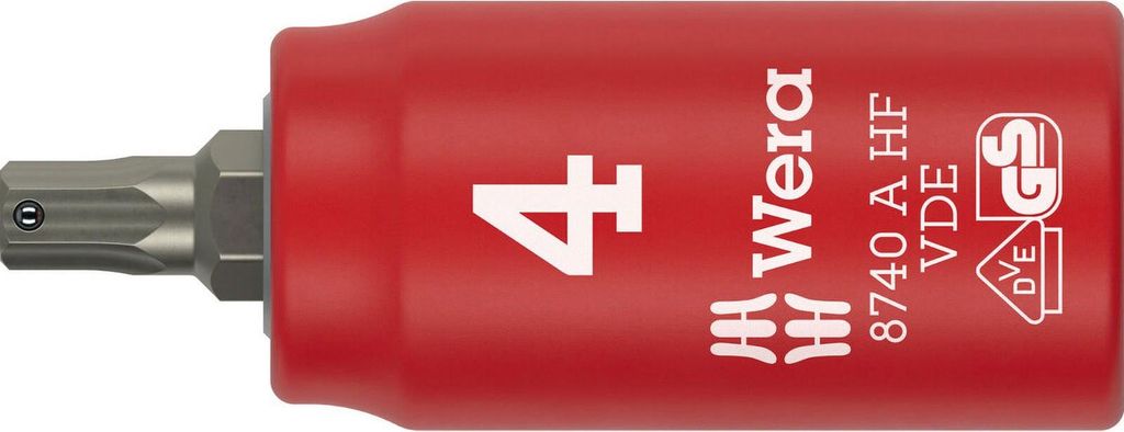 Wera 8740 A VDE HF Zyklop Bitnuss, isoliert, mit 1/4"-Antrieb, mit Haltefunktion für Innensechskantschrauben, Buchse, 1/4", Metrisch/imperial, 4 m...