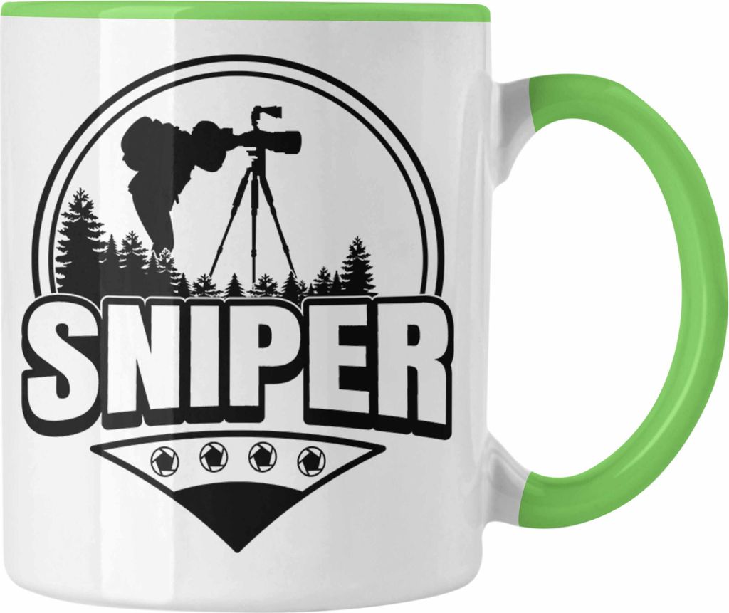 Trendation - Fotograf Tasse Geschenk Sniper Kameramann Kamera Fotografin Geschenkidee (Grün)