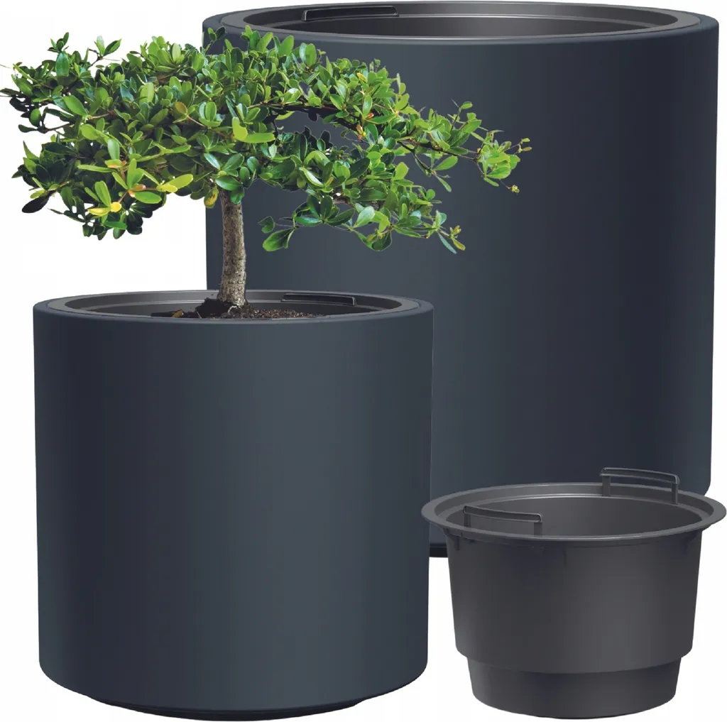 Pot de fleurs Heos anthracite résistant au gel - Jardinière robuste 15L