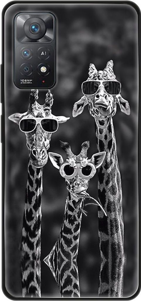 König Design Hülle kompatibel mit Xiaomi Redmi Note 11E Pro Kunststoff Soft Handyhülle - Handy Case 3 Giraffen