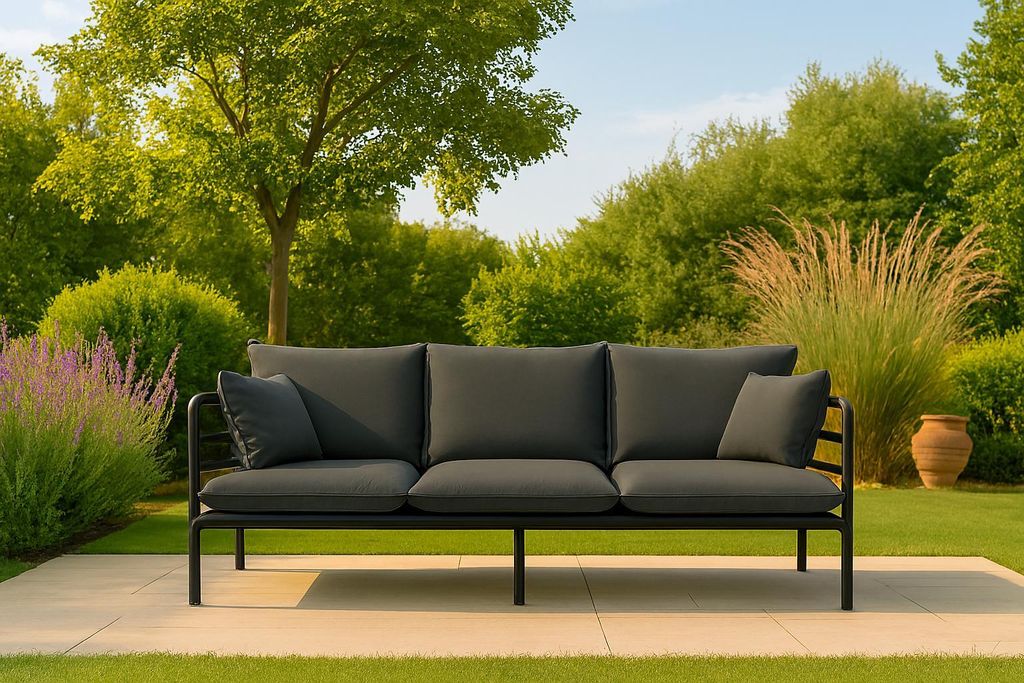 Wenecja Gartensofa 3 Sitzer Graphit Outdoor Sofa Stoff Terrasse Garten