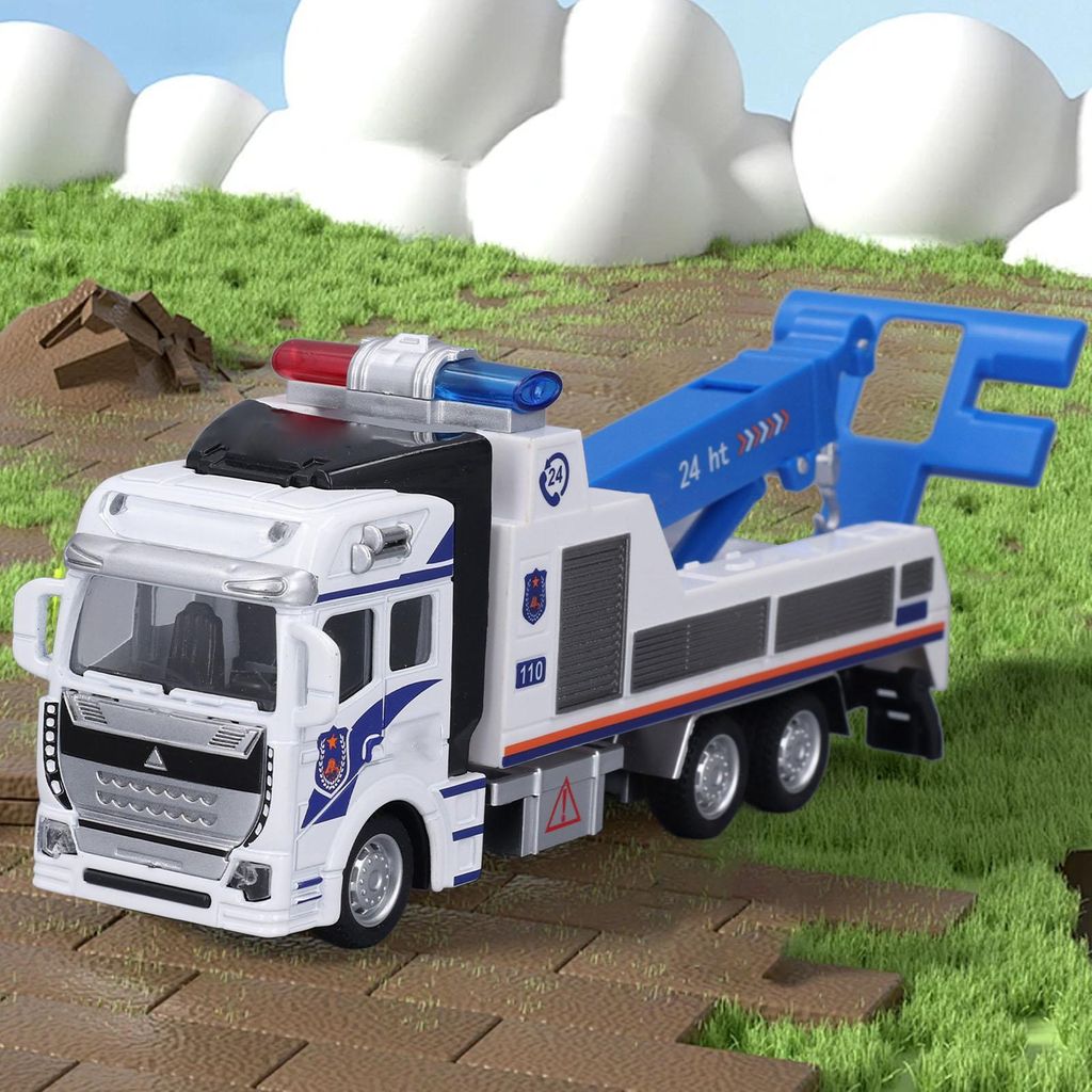 Spielzeug-Abschleppwagen aus Metall mit Kranhaken, reibungsbetriebener Rückzieh-Abschleppwagen für Kinder