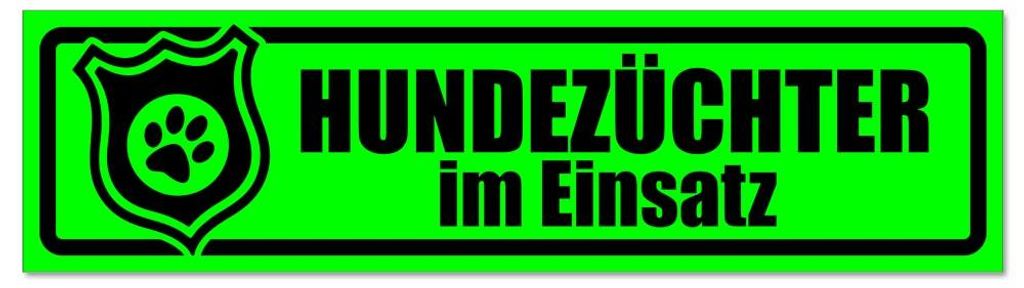 Kiwistar - Autoaufkleber - Grün - Schwarz - 45 x 12 cm - Hundezüchter im Einsatz invertiert - Hinweis Aufkleber Sticker für Auto, Kfz, Fahrrad, ...