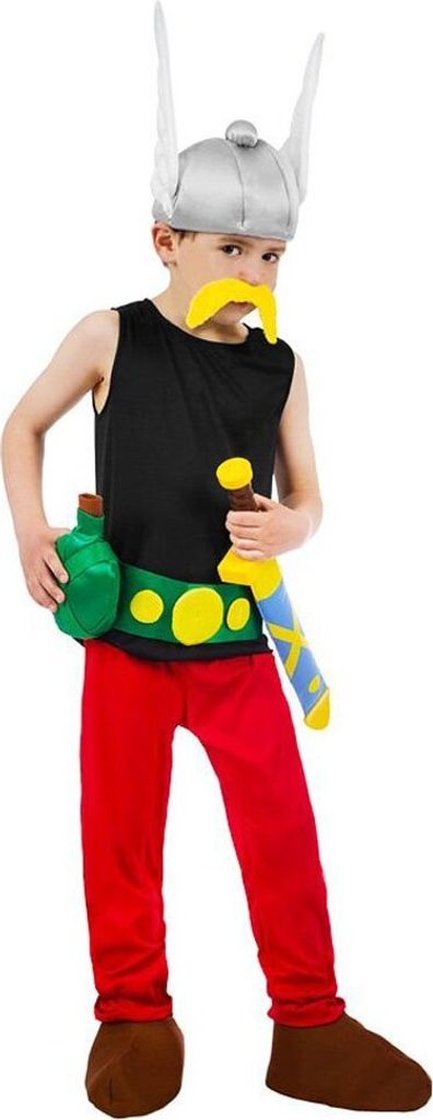 Asterix-Lizenzkostüm für Kinder Gallier-Kinderkostüm schwarz-rot - 140 (9-10