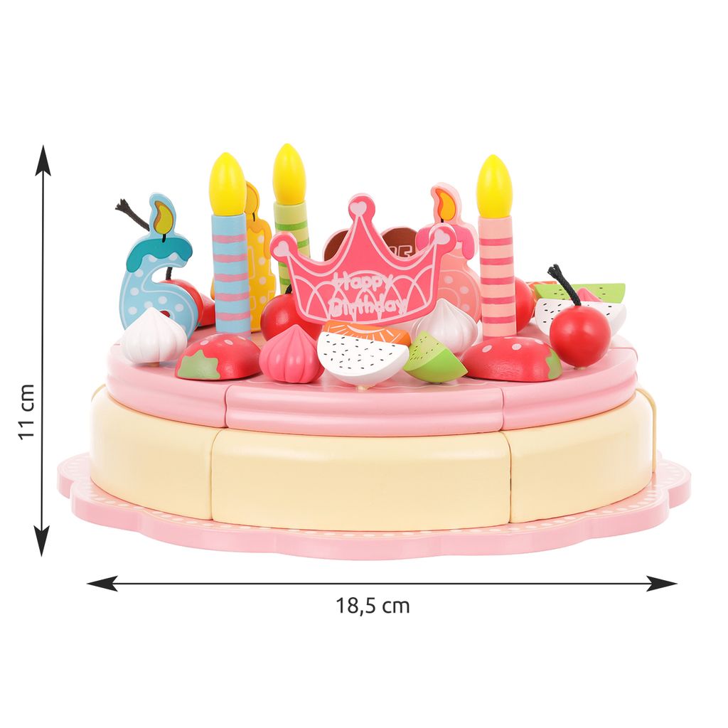 Geburtstagskuchen Kuchen Holzkuchen Torte Kerzen Kinderküche Zubehör Eichhorn 