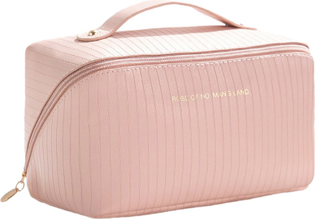 Reise-Kulturtasche, wasserdicht, Kunstleder, große Kapazität, mehrere Fächer mit Griff, Kosmetiktasche