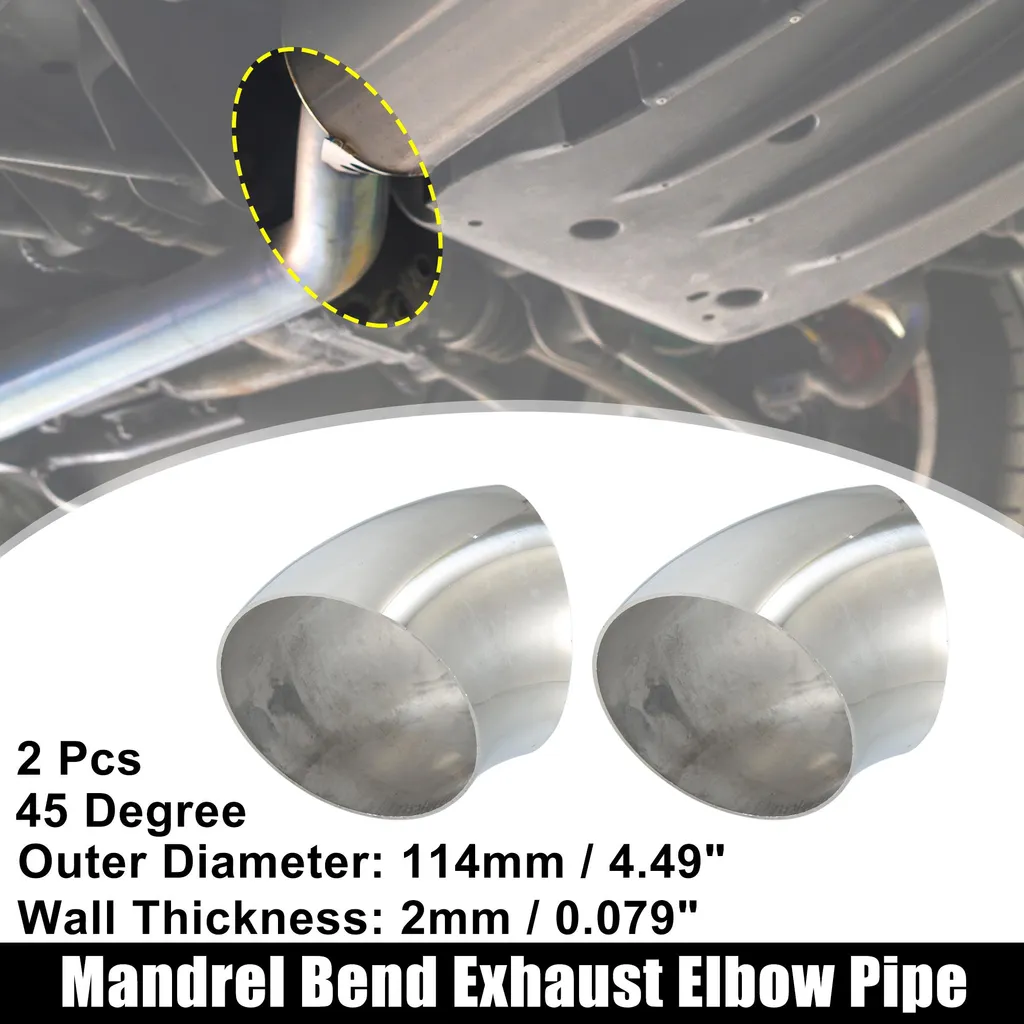 Coude d'Échappement 45 Degrés en Acier Inox OD 114mm - Lot de 2 Pièces