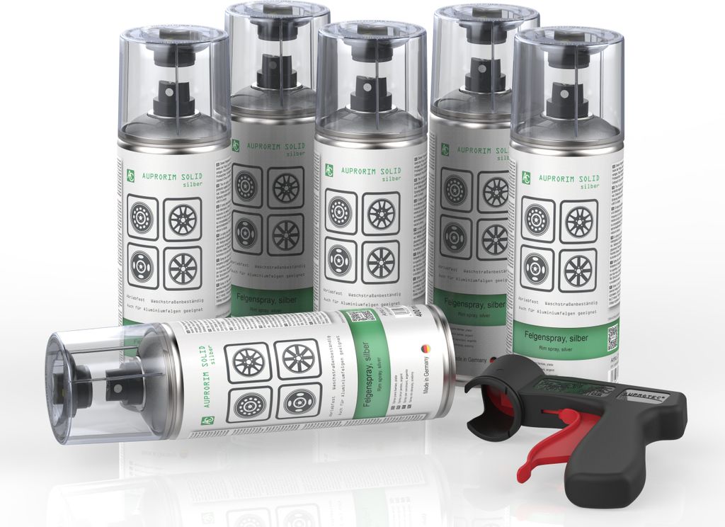 6x AUPROTEC Lackspray Silber + Pistolengriff AUPRORIM SOLID Produktbild 