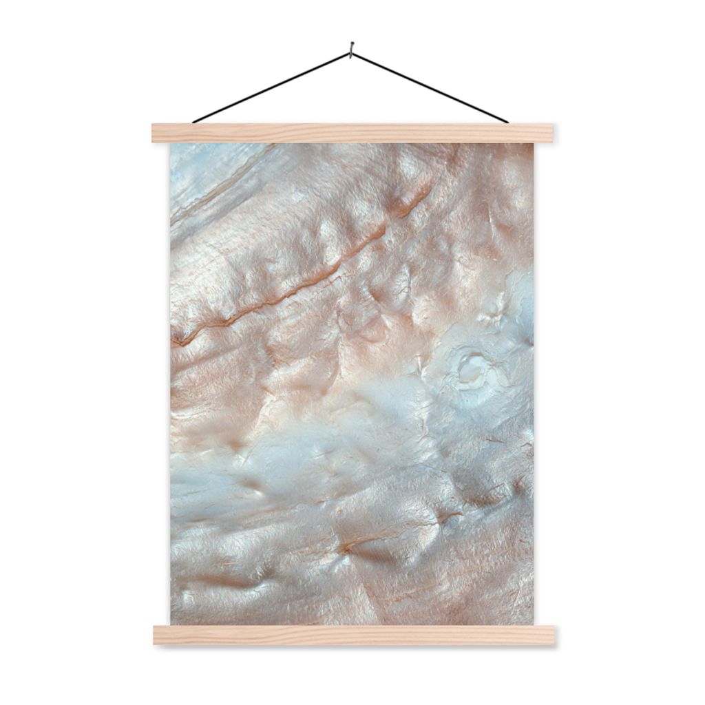 MuchoWow Textilposter Muscheln - Abstrakt - Natur 60x80 cm mit holzfarbenen Rahmen - Wandbild