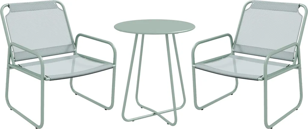 Mobilier de balcon ensemble de jardin 1 table 2 chaises maille verte