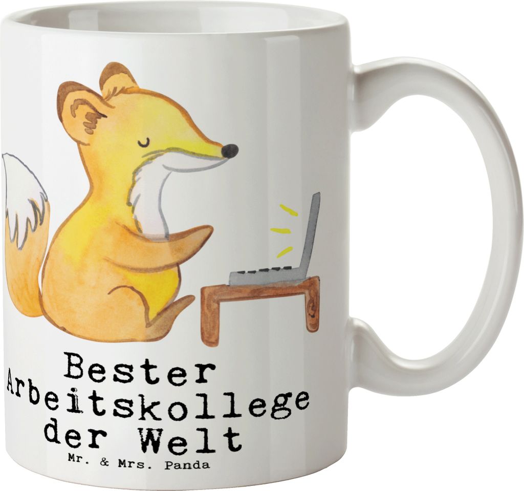Mr. & Mrs. Panda Kaffeetasse Fuchs Bester Arbeitskollege der Welt - Weiß - Geschenk, Geschenkidee, Ruhestand, Arbeit, Trinkbecher, Kaffeebecher, D...