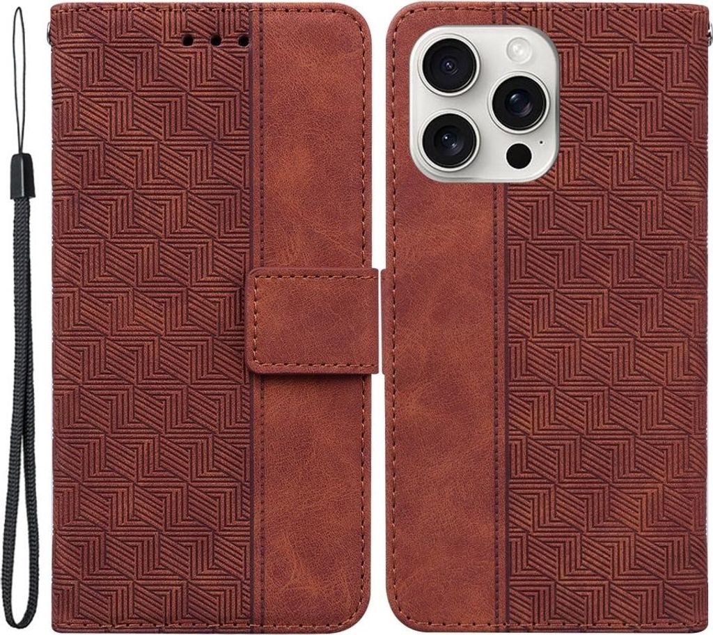 iPhone 16 Pro Hülle - Coverup Geometric Klapphülle - Braun Produktbild 
