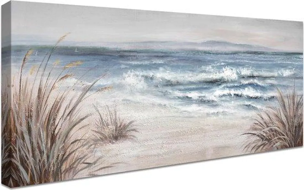 Toile murale Blauwe See 50x120 cm panoramique - Design bleu pour le salon