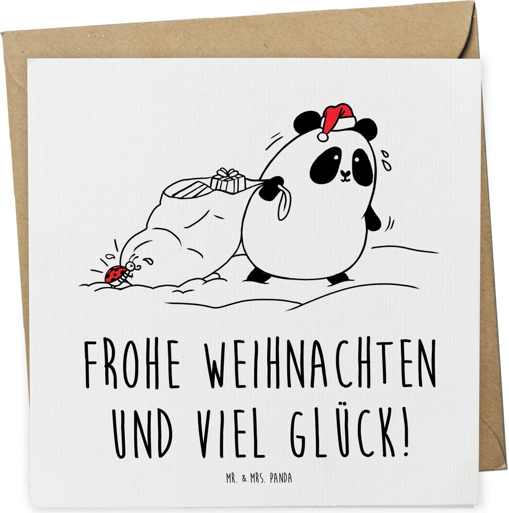 Mr. & Mrs. Panda Grußkarte Panda Weihnachten - Weiß - Produktbild 