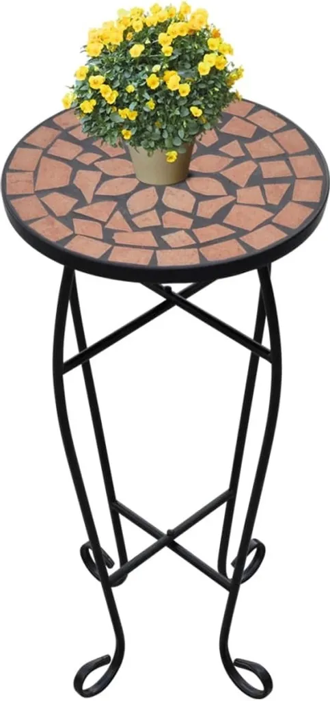 Table d'appoint robuste en mosaïque terre cuite résistante à l'eau