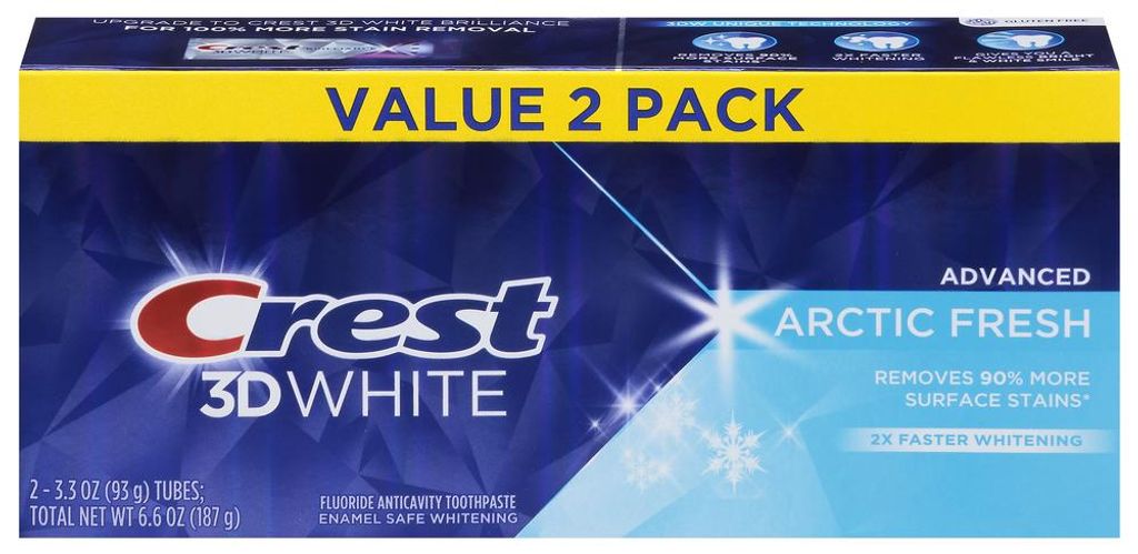 Paquete de 2 tubos de pasta dental Crest 3D White, sabor Imagen del producto 
