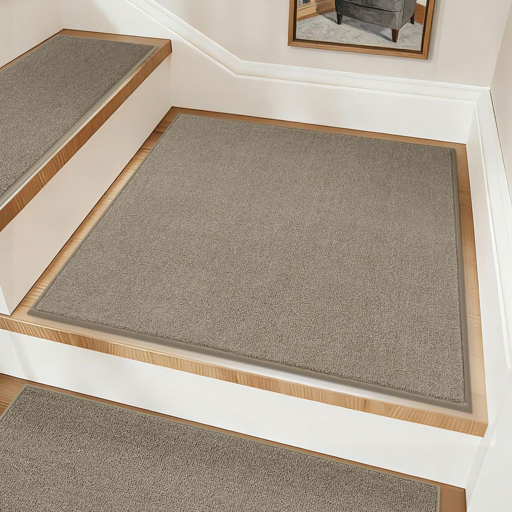Treppenmatte quadratisch beige 76x76 cm rutschfest waschbar