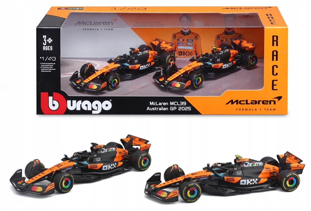 Bburago McLaren MCL39 F1 Set 1:43 Norris Piastri Formel 1 Produktbild 