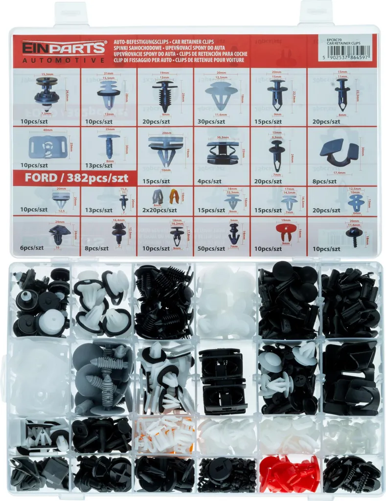 Goupilles et clips pour Ford : kit complet de 467 pièces de fixation