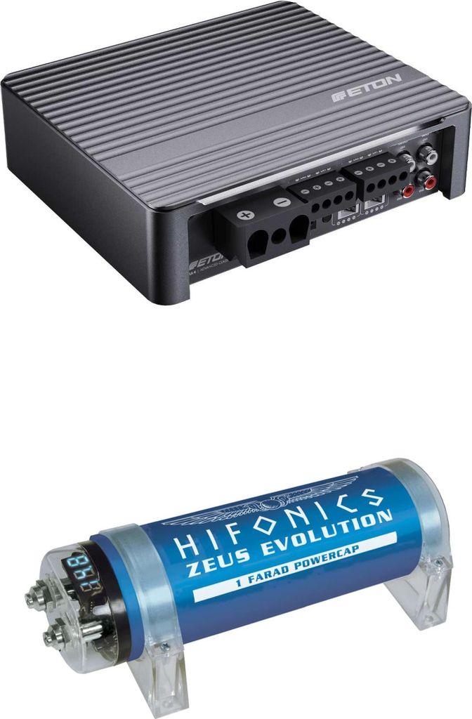 Eton MA 4 Endstufe Paket zusammen mit Hifonics HFC200 - 2 Farad Kondensator