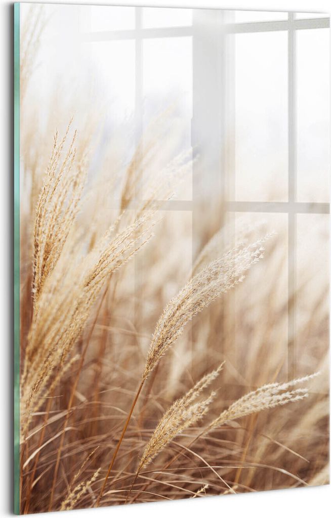 Designer Glasbild - Wandbild - Glas Bild - 20x30 cm - Natur-Boho-Grasgetreide