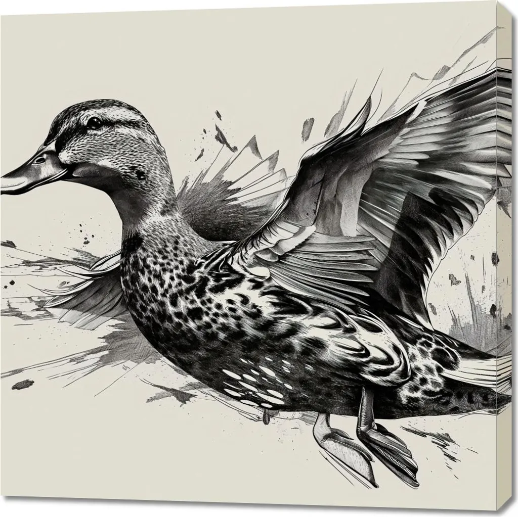 Grand tableau 90x90 Grazie Canards en vol - Finition haute qualité