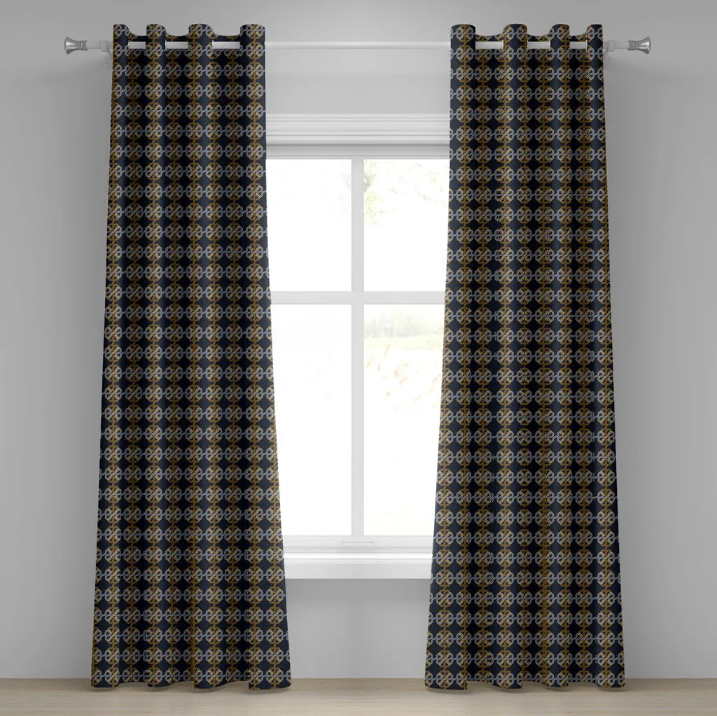 Rideaux décoratifs 2 panneaux motif moderne entrelacé 280x245 cm