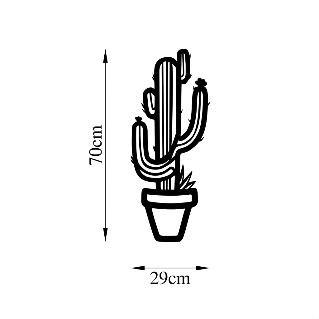 Wallity Cactus SKL2510 Nero - Decorazione Parete Metallo 29x70 cm - 5