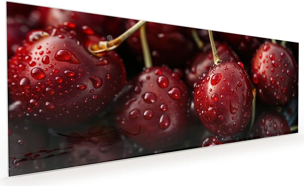 Küchenrückwand Spritzschutz Glas mit Motiv Reife Kirschen 40 x 40 cm