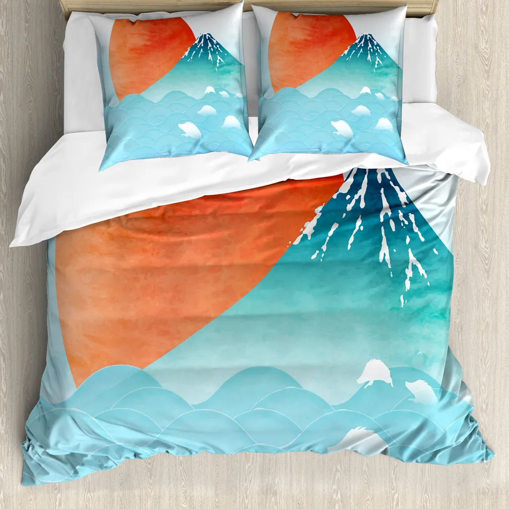 Ensemble Housse de Couette ABAKUHAUS 155x220cm Japanese Nature Vermillon