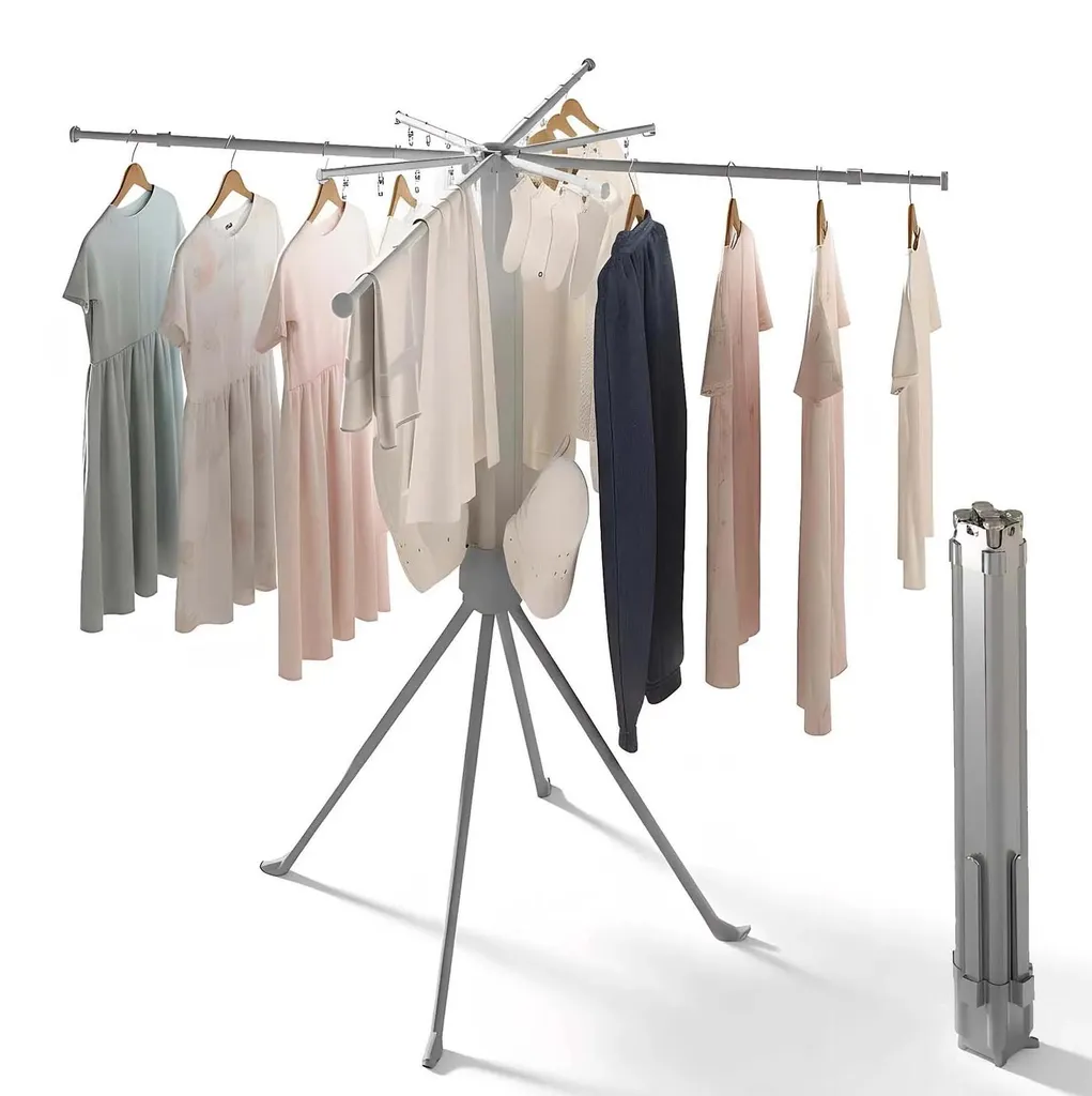 Séchoir à linge pour petits espaces Oktopus pliable et rotatif au sol