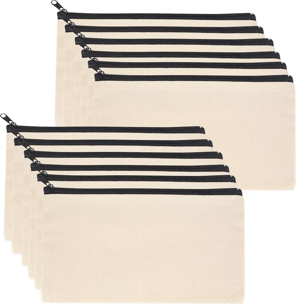 Set von 12 kreativen Stofftaschen für Reisen, Kosmetik und praktische Aufbewahrungslösung mit Reißverschluss
