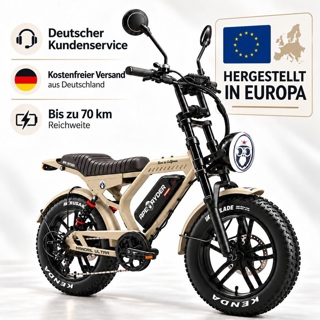 APE RYDER Mandrill E-Bike 20" Fatbike, 250W Motor, 48V 15Ah Produktbild 