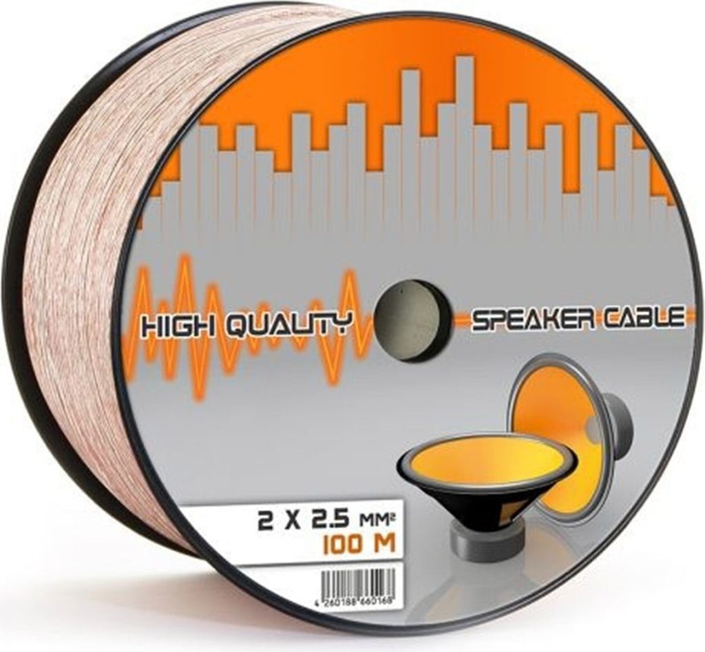Lokmann Lautsprecherkabel 2x 2.5mm 100m (CCA/OFC, Transparent, HIFI & Audio Kabel)