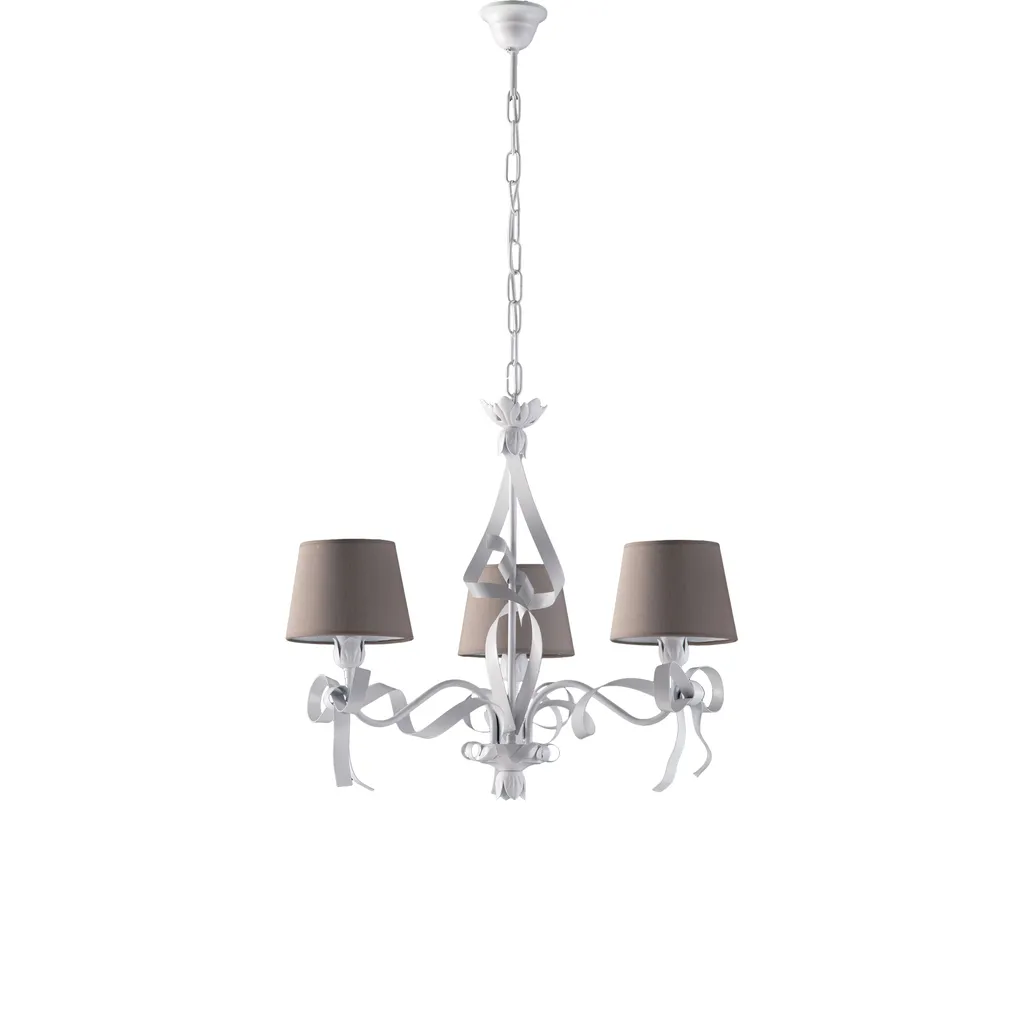 Lustre Lucy 3 Lumières : Éclairage Douceur Shabby Chic Fer Blanc 59 cm