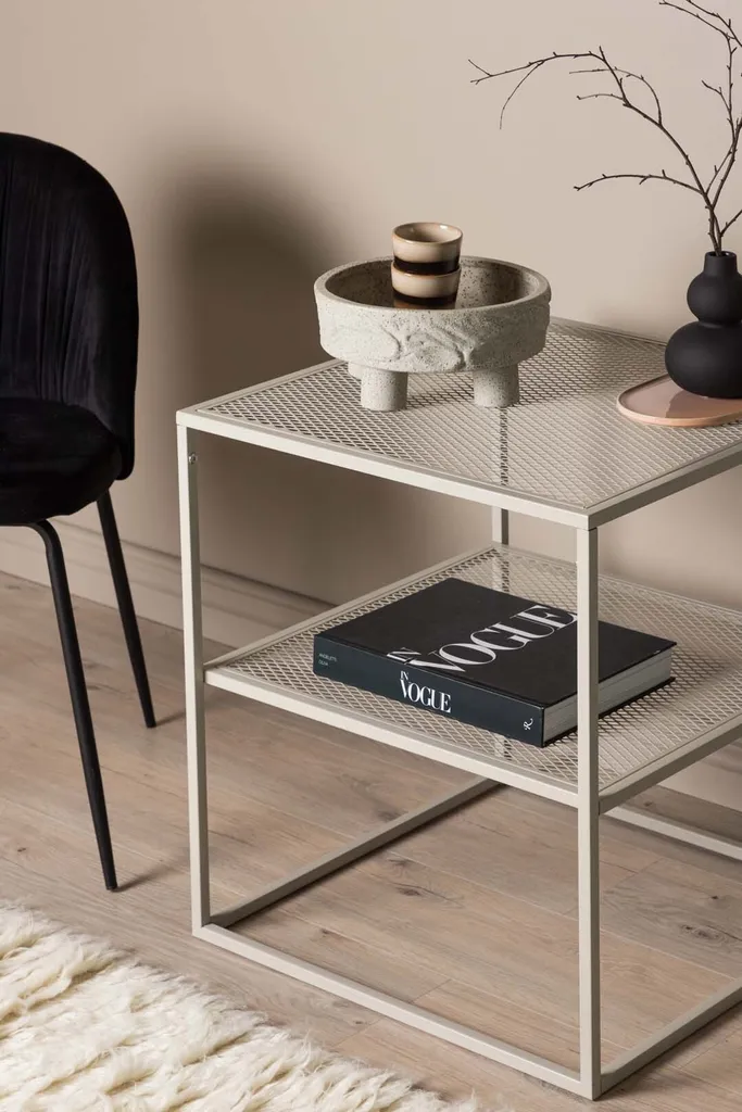 Table basse beige Netz pour salon - Table d'appoint moderne et sobre