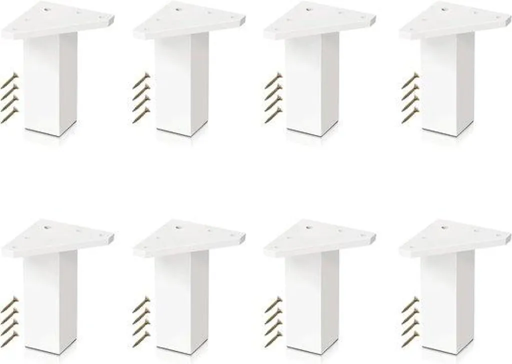 Lot de 8 patins de meuble blancs hauteur 100 mm profil carré robuste