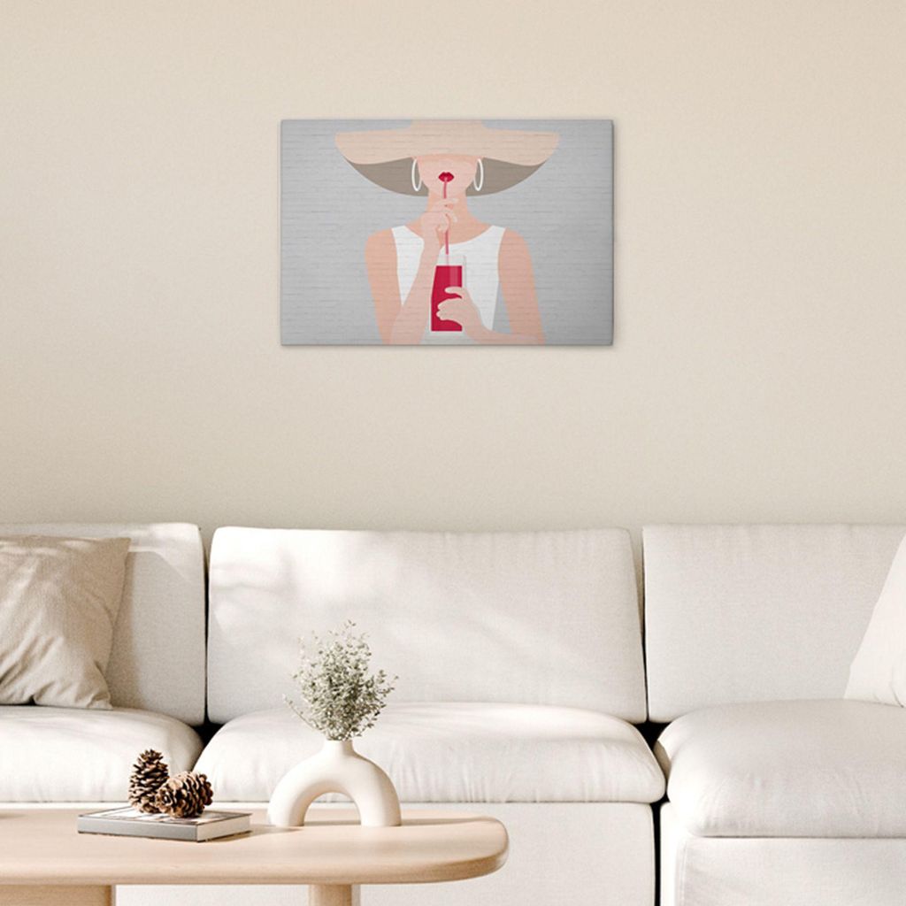 TADESSI Leinwandbild Retro Audrey - Wandbild 60 x 40 cm - Kunstdruck auf Leinwand in Grau Beige - M1-No.51242