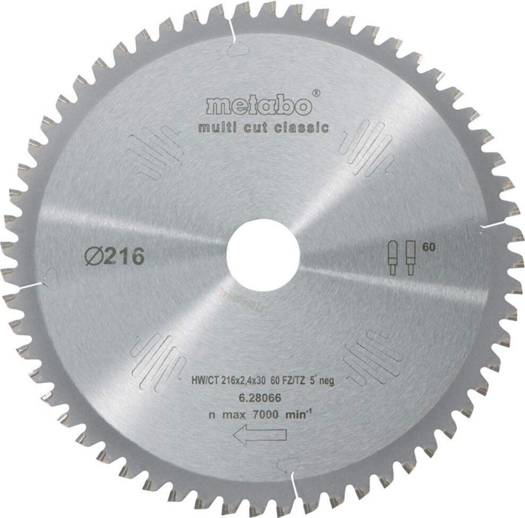Metabo Sägeblatt "multi cut - classic", 216x2,4/1,8x30, Z60 Produktbild