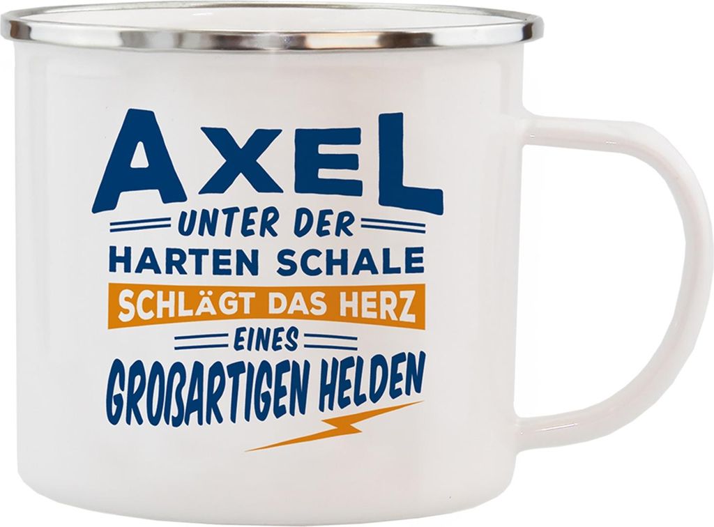 Echter Kerl Emaille Kaffeetasse Kaffeebecher  Axel Produktbild 