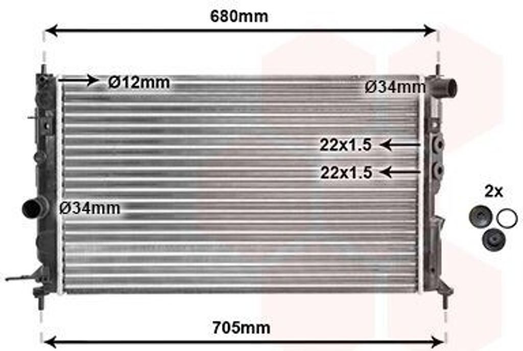 VAN WEZEL 37002244 Kühler Wasserkühler Motorkühler für OPEL VECTRA B (36) VECTRA B Caravan (31) VECTRA B CC (38)