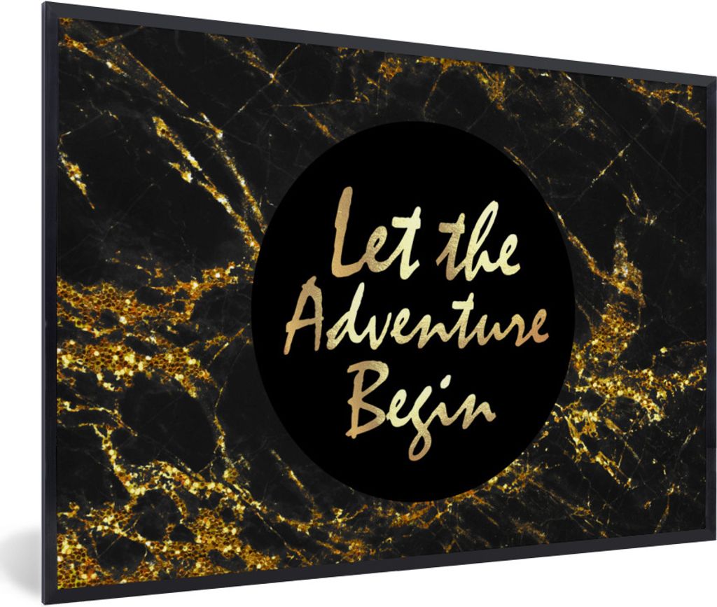 MuchoWow Gerahmtes Poster Zitat - Außen - Gold - Marmor 30x20 cm - Poster mit Schwarzem Bilderrahmen Wandposter Rahmen Foto Bilder - Kunstdruck ...