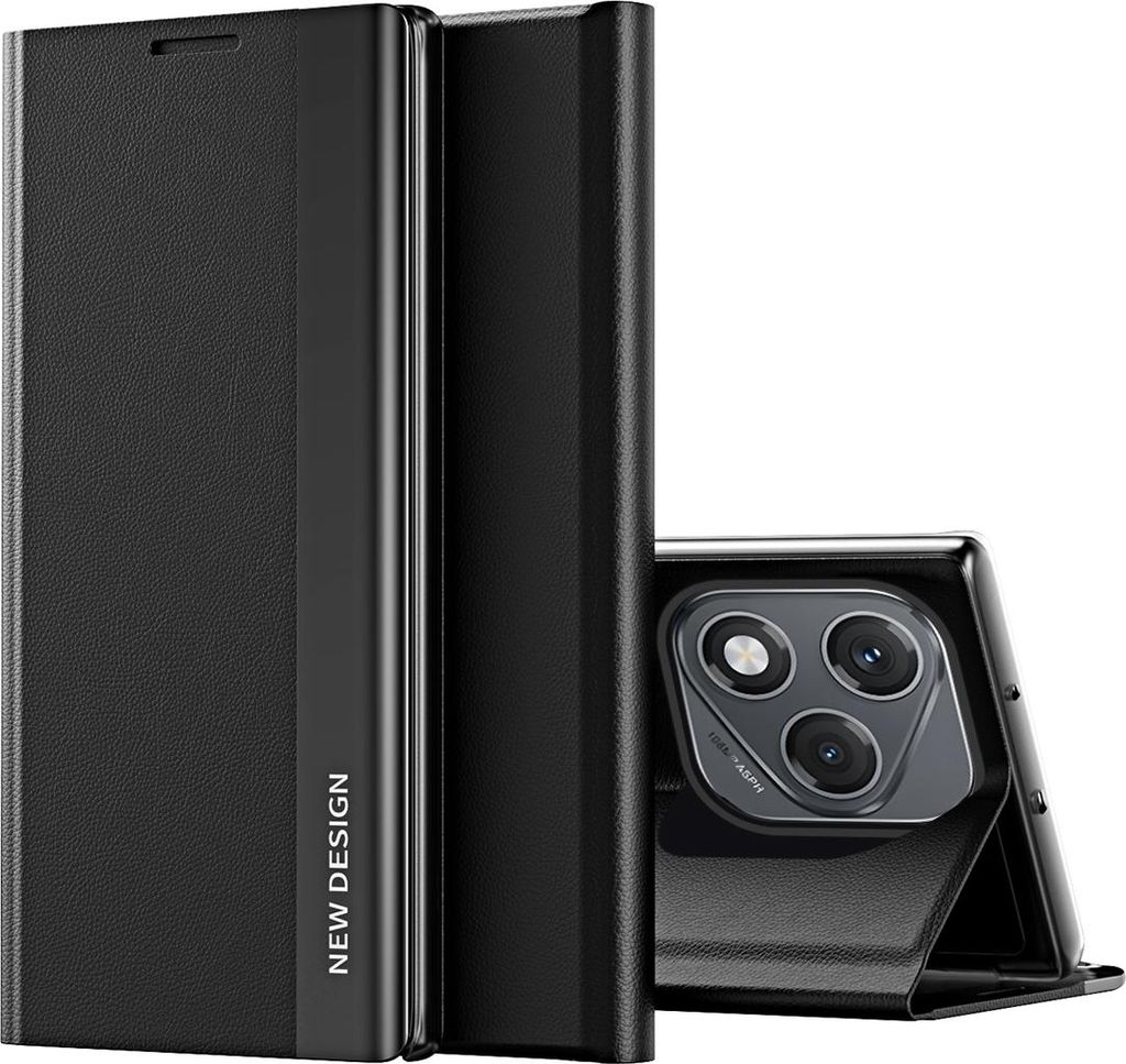 Hülle für Honor 400 Lite, Kunstleder Magnetisch Klapp Stand Schutzhülle Schwarz