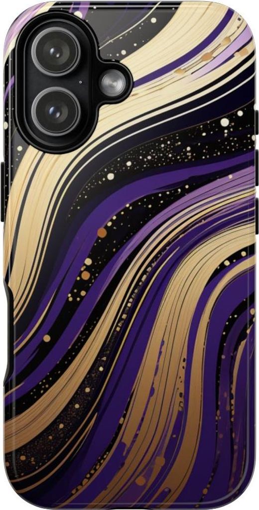Lila und goldene Wirbel im abstrakten Design – Hülle Kompatibel mit iPhone 17