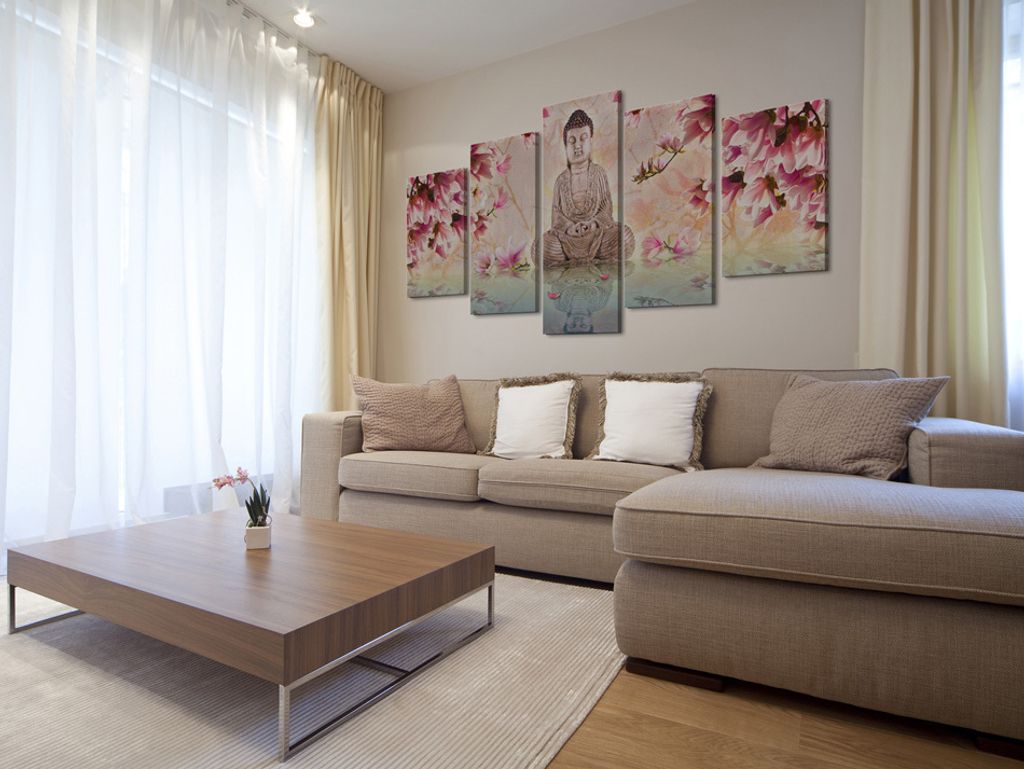Akustikbild Blumen 200x100 cm Bilder Akustikschaum Hochleistungsschallabsorber Schallschutz Leinwand 5 tlg Wandbild Raumakustik Schalldämmung 0201...