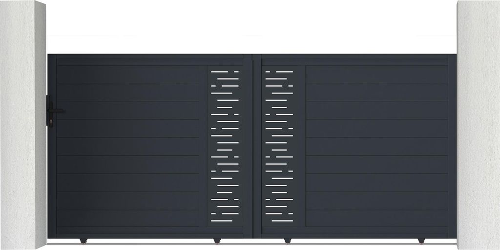 Schiebetor 3,5m ARLBERG H.160cm + Gartentür 1m ARLBERG H.160cm aluminium grau