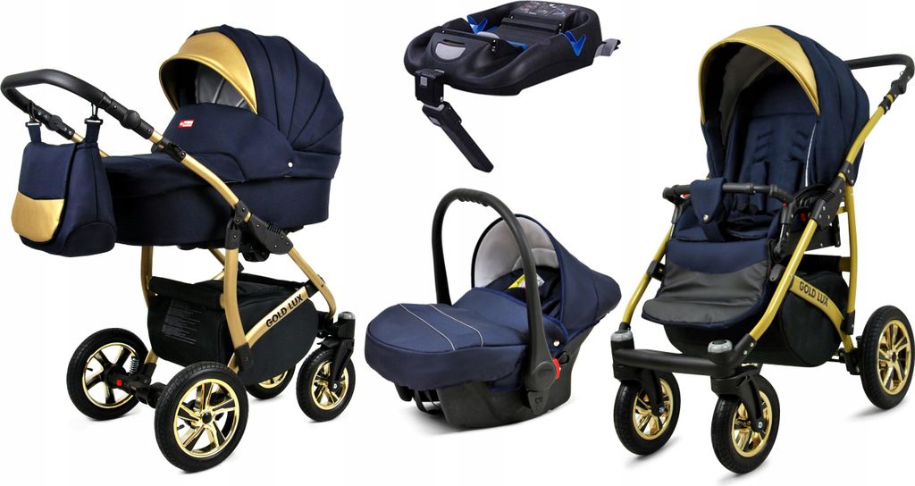BabyLux Gold Lux | 4in1 Kinderwagen Set | Schell | Kombikinderwagen | Kinderwagenset | Isofix-B